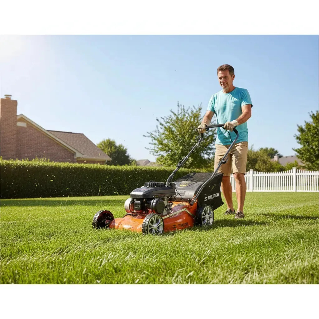 Podadora con motor a gasolina Truper P-418 color naranja 4 hp 18'' de corte