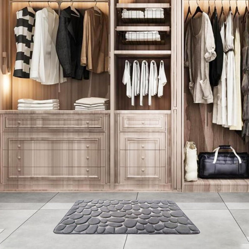 Tapete De Baño Absorbente, Suave Y Antideslizante 60x40cm Gris Oscuro Coral