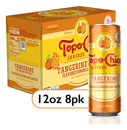Topo Chico Sabores Mandarina Con Jengibre 355ml 8 Piezas