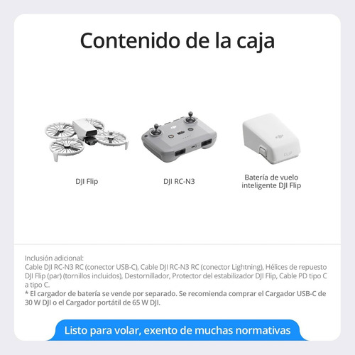 Drone Dji Flip (rc-n3) 4k Uhd 31min Vuelo, 249g Color Gris
