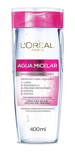 Agua Micelar Para Piel Sensible 400ml, L'oréal Paris