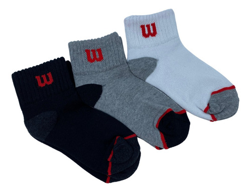 Calcetas De Niños Wilson 6 Pares Blanco Gris Y Negro Liso 17.5-21.5cm