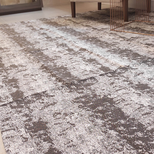 Tapete Cinza Mesclado 200x135cm Antiderrapante Retangular Al