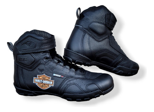 Botas Moto Ruta Facus B02 Harley Davidson Cuero Negro