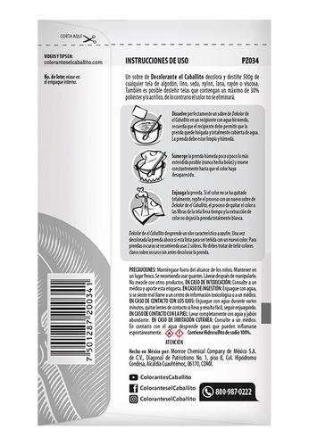 El Caballito Decolorante Para Ropa Dekolor 16g