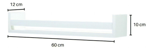 Kit 3 Prateleira Mdf U Lavanderia Organizador Com Apoio 60cm Cor Branco