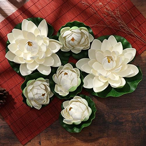 Besportble Flores Artificiales Simulación De Loto Blanco Est