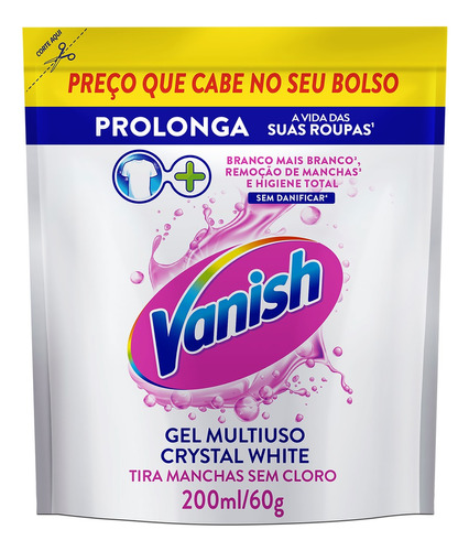 Tira manchas branqueador Vanish Crystal White Multiuso sachê 200 mL