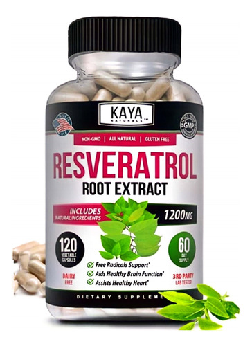 Resveratrol 1200mg Kaya Protector Antioxidante 120 Capsulas 