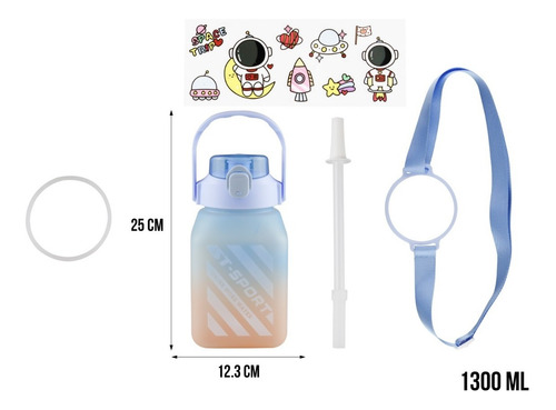 Imagen 2 de 10 de Bote De Agua Motivacional 1300 Ml Vaso Termo Cilindro