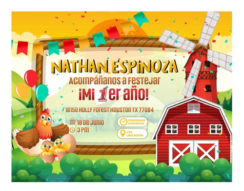 Invitación Digital Temática Infantiles Granja 