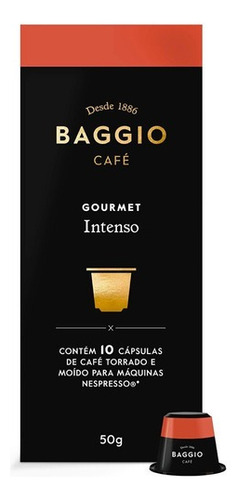 Café Torrado e Moído Gourmet Intenso Baggio 10 Cápsulas 50g