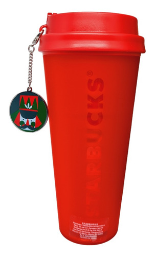 Vaso Starbucks Navidad Rojo Acrílico Llavero Cascanueces 