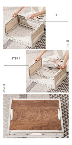 Caja Pp Organizadora Plegable Y Apilable Con Tapa De Mdf