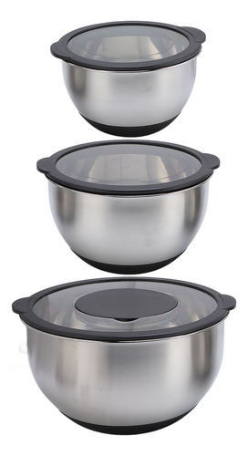 Tazas Para Mezclar De Acero Inoxidable, 3 Piezas, Tapas Y