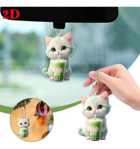 Llavero Con Espejo Retrovisor De Coche Y Cute Cats Decora 40