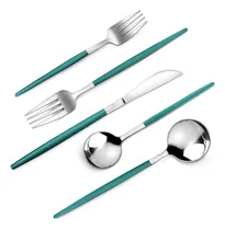 Comprar Juego De Cubiertos Espejo Verde Plateado, Juego De Cubiertos