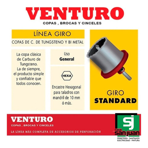 Mecha Broca Sierra Copa Carburo Tungsteno 103mm Venturo