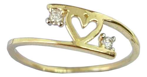 Anillo Dama Corazón Mujer Oro 10k Anillo Promesa