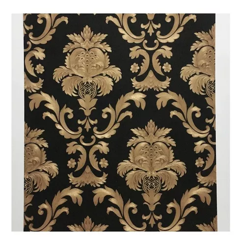  YANFENQI Papel tapiz para cocina, color negro dorado