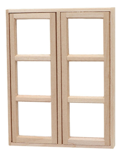 Xfw3 Ventana De Casa De Muñecas Con Decoración De Madera, B