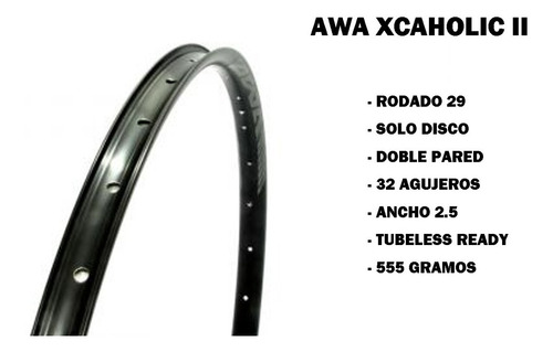 Llanta Aro Awa Xcaholic 2.0 - Rodado 29 - 32 Agujeros Tr 2.5