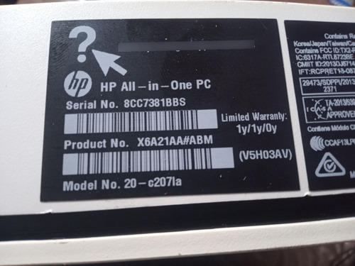 Hp All-in-one Pc 20-c207la Por Piezas Precios En Descripcion (Usado)
