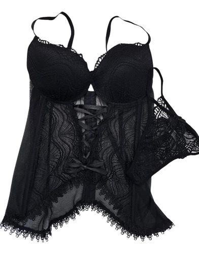 Corset Con Encaje Le Pris Modelo 562 - Calidad Premium Negro Xl