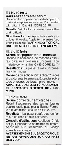 Corrector De Manchas Oscuras Bio10 Forte Con Vitamina C Y B- Tipo de piel Todo tipo de piel
