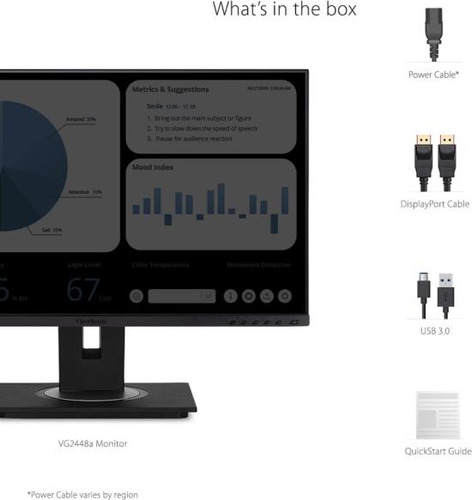 Viewsonic Vg2448a Monitor Ergonómico Ips 1080p De 24 Pulgada