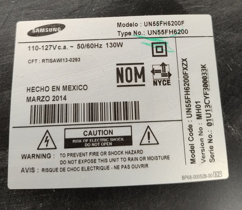 Tarjeta T-con Pantalla Samsung Mod. Un55fh6200f (Usado)