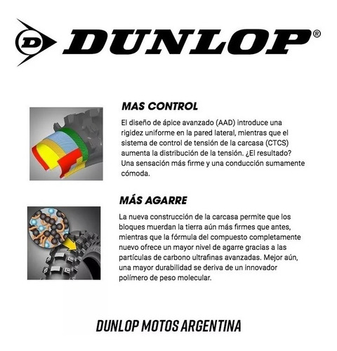 Imagen 5 de 5 de Cubierta Motocross Dunlop Mx33 80/100-21 51m Mx33f Wt