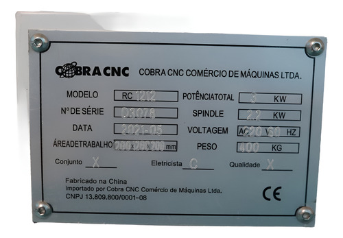 Router Cnc Rc 1212 Confiável Robusta & Precisa Z 200 Mm
