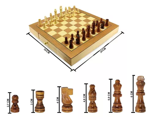 Jogo Xadrez E Dama Com Gaveta Tabuleiro De Madeira 29x29x5cm - Livrarias  Curitiba