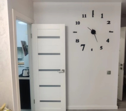 Reloj De Pared Grande En 3d Color Negro