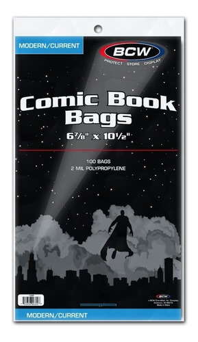 Bolsas Para Comics Bcw: Tamaño Modern/current, Pack De 100