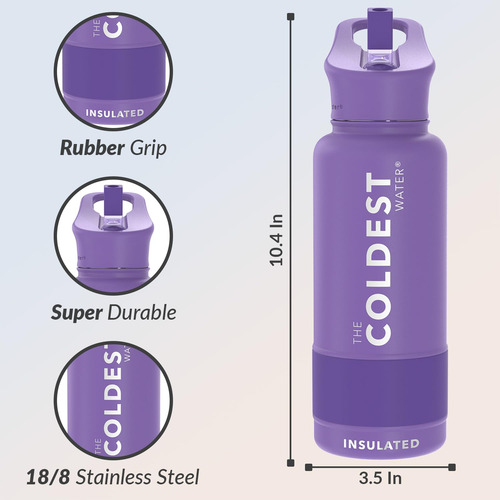 Botella Térmica Coldest Galaxy Purple Con Pajilla Acero In
