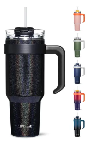 - Vaso De 40 Onzas Asa, Vaso Aislado Tapa Y Popote, Jar...