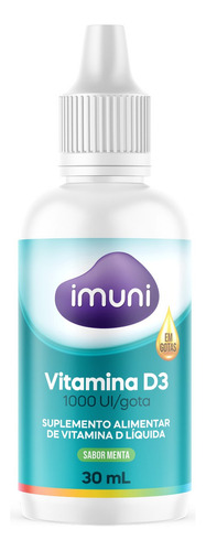 Vitamina D3 1000ui/gota 30ml - Imuni Sabor Sem Sabor