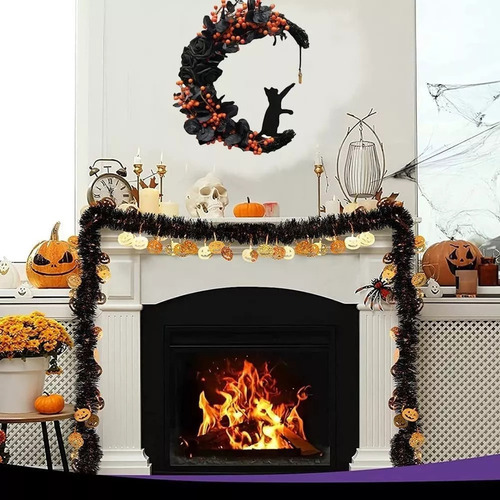 Coroa De Gatos Halloween Moon Para Decoração De Casa
