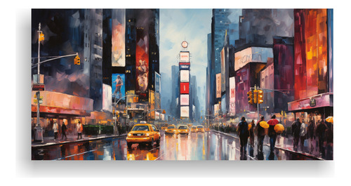 100x50cm Cuadro Decorativo De Manhattan Time Square Flores