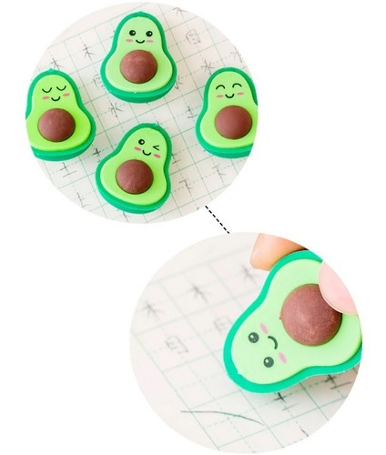 Pack X 10 Borrador Kawaii En Forma De Aguacate