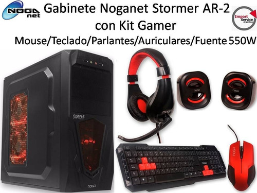 Kit Gamer Gabinete Noganet Stormer Ar-2 Con Fuente