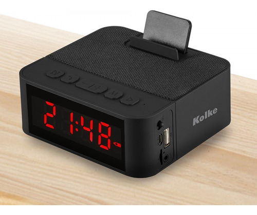 Imagen 6 de 9 de Despertador Radio Reloj Fm Usb Bluetooth Soporte P/ Celular