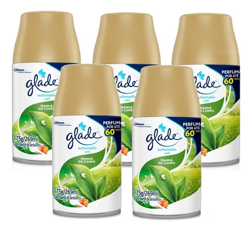 5 Refil Aromatizante Glade Automatic Manhã Do Campo 269ml