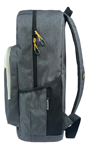 Mochila Kossok Grove Urbana Super Reforzada Premium Color Gris-amarillo Diseño De La Tela Liso