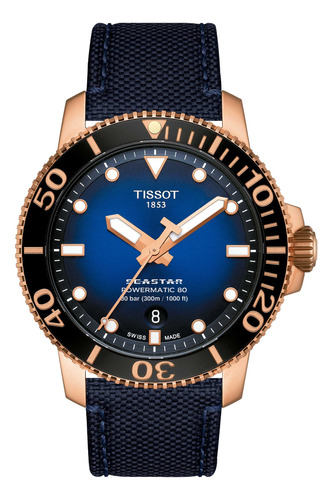 Reloj Tissot Seastar 1000 Powermatic 80 Tela Dorado