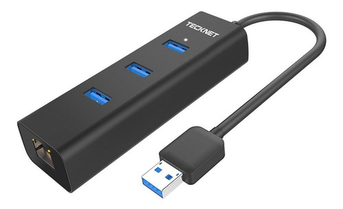 Tecknet Aluminio 3 Puertos Usb 3.0 Hub Con Rj45 10/100/10