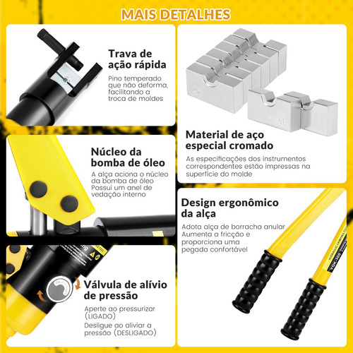 Alicate Hidraulico Prensa 12t Terminal Crimpador 16 A 300mm