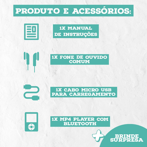 Imagem 6 de 7 de Bluetooh Mp4 Player 4gb + Brinde